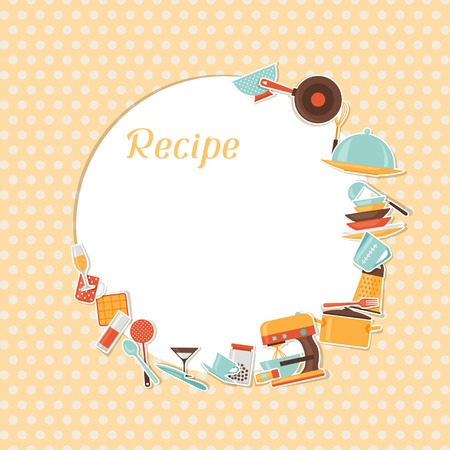 Recipe background with kitchen and restaurant utensils のイラスト素材