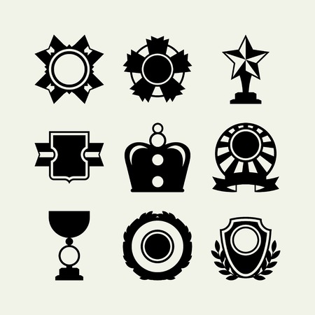Trophy and awards icons set in flat design style のイラスト素材