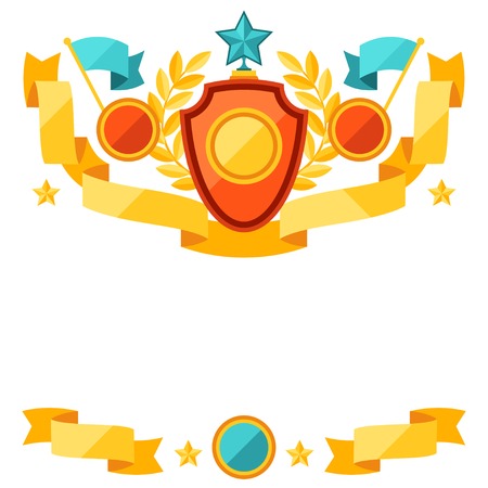 Decor with ribbons and awards in flat design style のイラスト素材