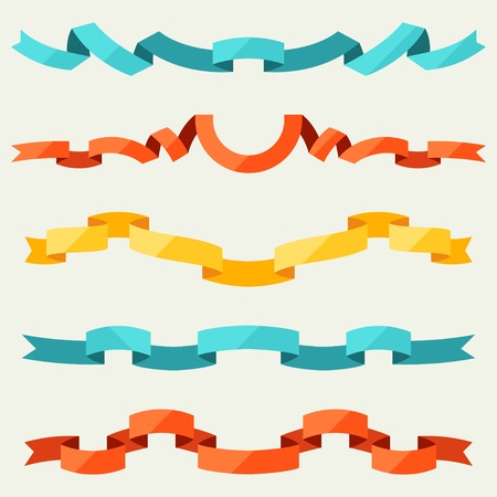 Set of ribbons for decoration in flat design style のイラスト素材