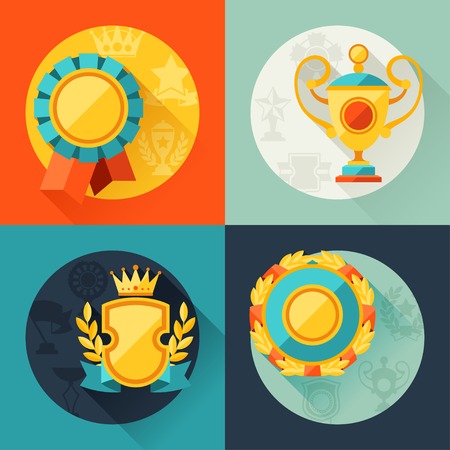 Backgrounds with trophy and awards in flat design style のイラスト素材