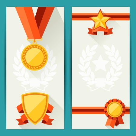 Certificate templates with awards in flat design style のイラスト素材