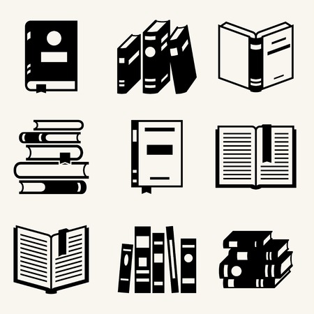 Set of book icons in flat design style のイラスト素材