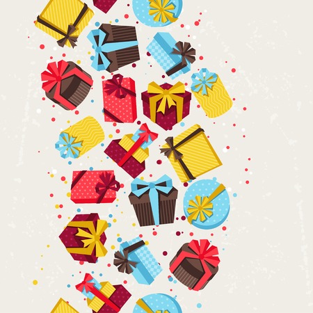 Seamless celebration pattern with colorful gift boxes のイラスト素材