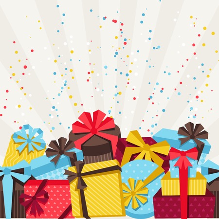 Celebration background or card with colorful gift boxes のイラスト素材