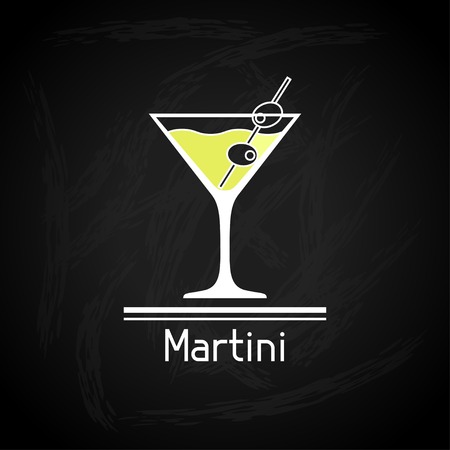 Illustration with glass of martini for menu cover のイラスト素材