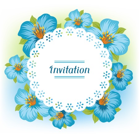 Design of invitation card with pretty stylized flowers のイラスト素材