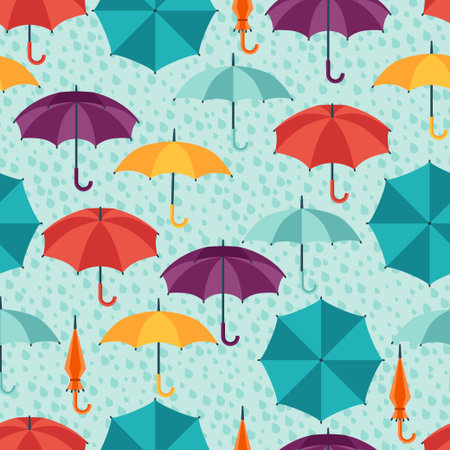 Seamless pattern with cute multicolor flat umbrellas.のイラスト素材