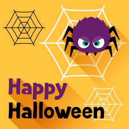 Happy halloween greeting card in flat design style.のイラスト素材