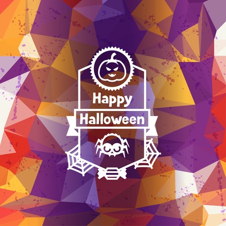 Happy halloween greeting card with badges ang icons.のイラスト素材