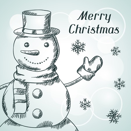 Merry Christmas hand drawn invitation card template.のイラスト素材