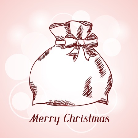 Merry Christmas hand drawn invitation card template.のイラスト素材