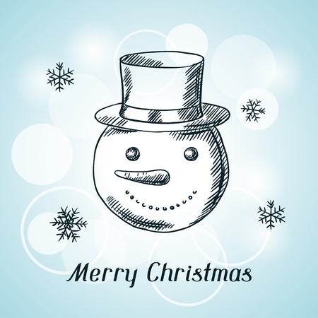 Merry Christmas hand drawn invitation card template.のイラスト素材