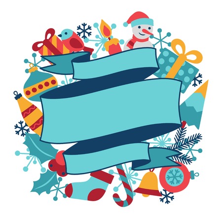 Merry Christmas and Happy New Year invitation card.のイラスト素材