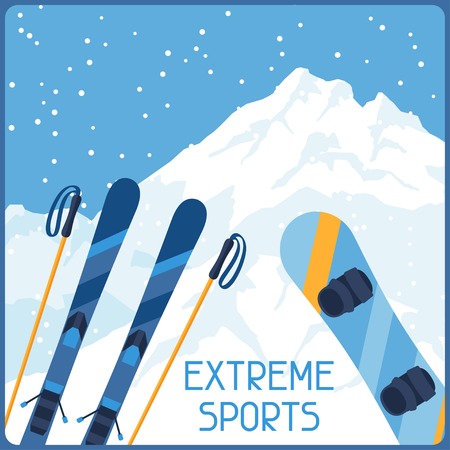 Extreme sports on background of mountain winter landscape.のイラスト素材
