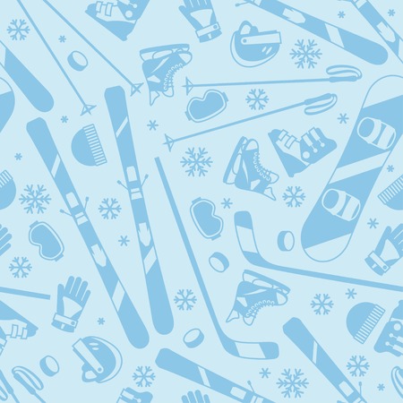Winter sports seamless pattern with equipment flat icons.のイラスト素材