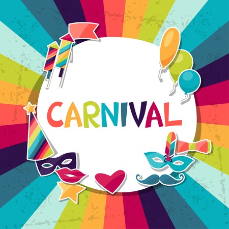 Celebration background with carnival stickers and objects.のイラスト素材