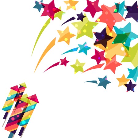 Holiday colorful background with shiny colored firework.のイラスト素材