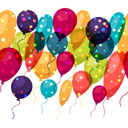 Holiday seamless pattern with shiny colored balloons.のイラスト素材