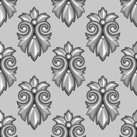Seamless pattern with baroque ornamental floral silver elements.のイラスト素材