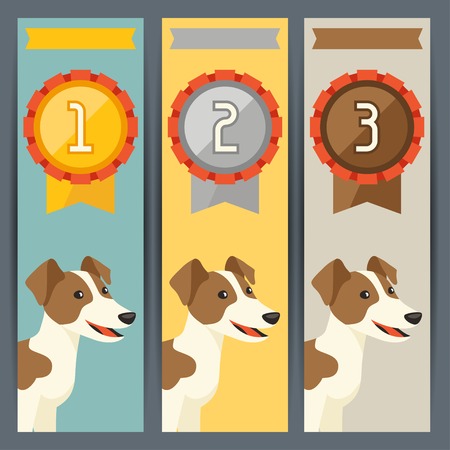 Award vertical banners with dog winning medal.のイラスト素材