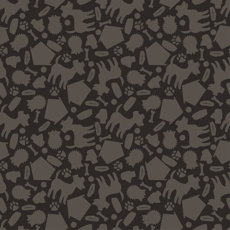 Seamless pattern with cute dogs, icons and objects.のイラスト素材