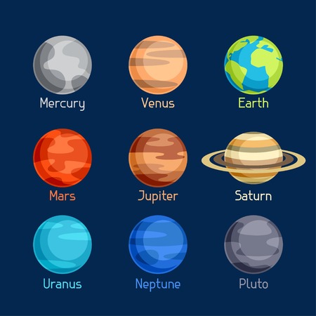Cosmic icon set of planets solar system.のイラスト素材