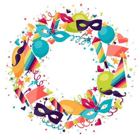 Celebration festive background with carnival icons and objects.のイラスト素材