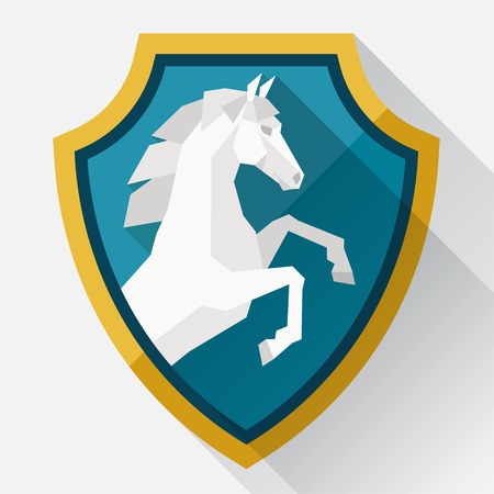 Background with horse standing in flat style.のイラスト素材