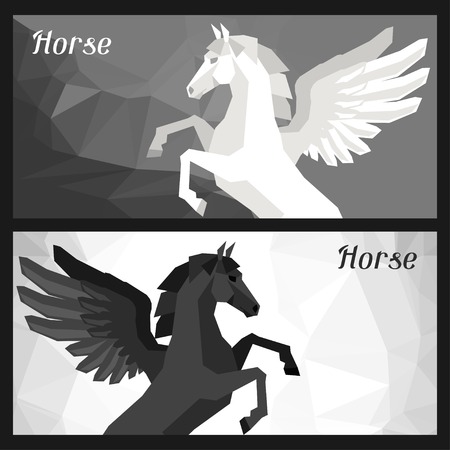 Backgrounds with horse pegasus in flat style.のイラスト素材