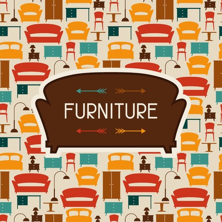 Interior background with furniture in retro style.のイラスト素材