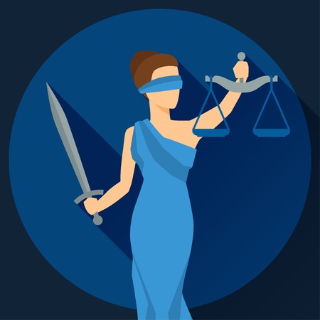 Lady justice illustration in flat design style.のイラスト素材