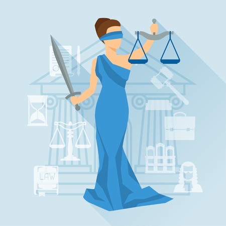 Lady justice illustration in flat design style.のイラスト素材