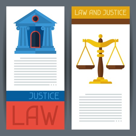 Law and justice horizontal banners in flat design style.のイラスト素材
