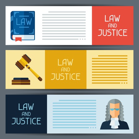 Law and justice horizontal banners in flat design style.のイラスト素材