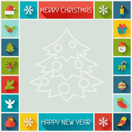 Merry Christmas and Happy New Year frame.のイラスト素材