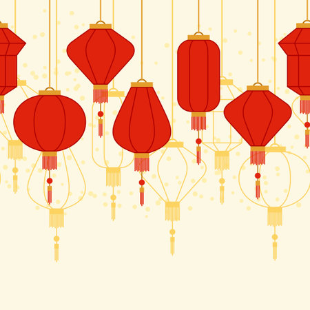 Chinese New Year seamless pattern with lanterns.のイラスト素材
