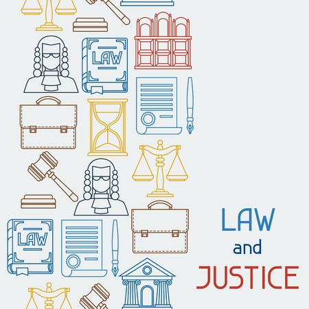 Law and justice icons seamless pattern in flat design style.のイラスト素材
