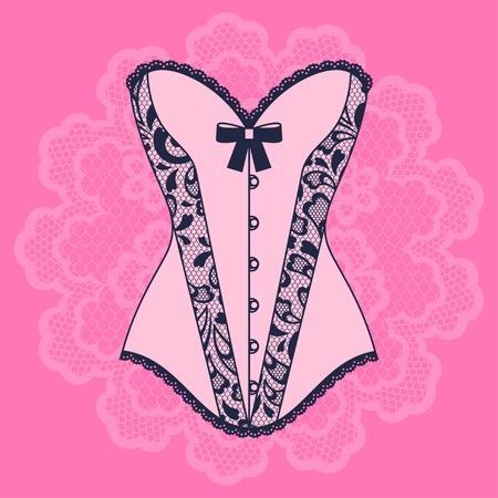 Fashion female lingerie with vintage lace ornament.のイラスト素材