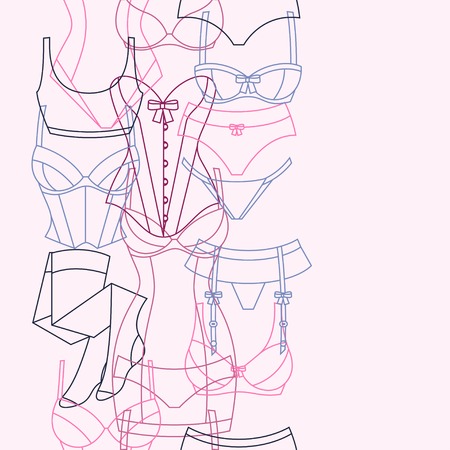 Fashion lingerie seamless pattern with female underwear.のイラスト素材