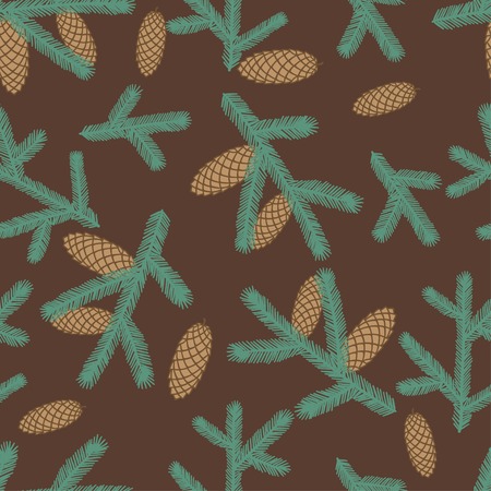 Winter seamless pattern with stylized fir branches.のイラスト素材