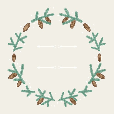 Winter background design with stylized fir branches.のイラスト素材