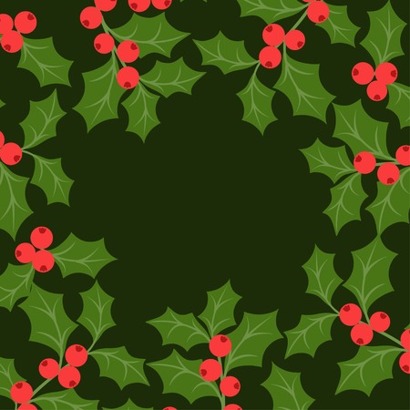 Winter background design with stylized holly leaves.のイラスト素材