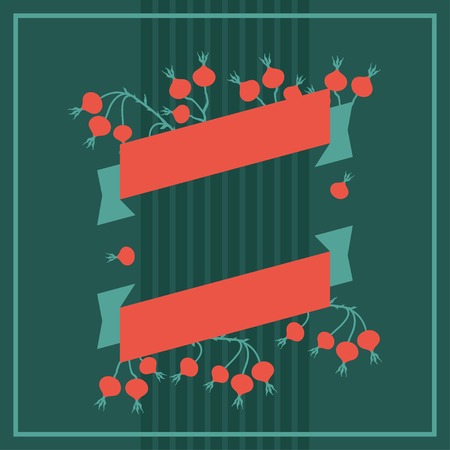 Winter background design with stylized rose hips branches.のイラスト素材