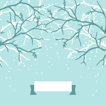 Winter background design with stylized tree branches.のイラスト素材