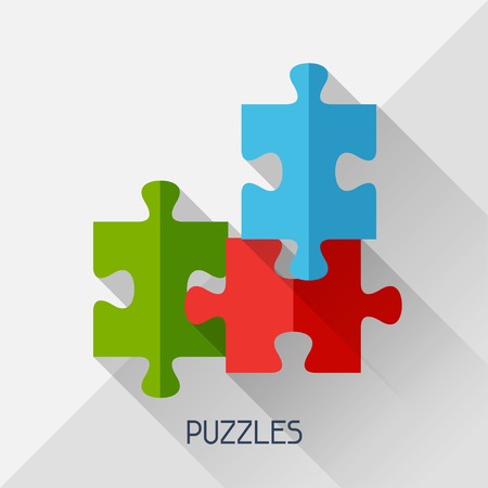 Game illustration with puzzles in flat design style.のイラスト素材