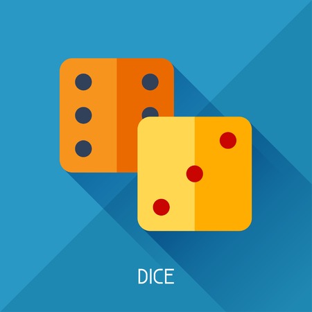 Game illustration with dice in flat design style.のイラスト素材