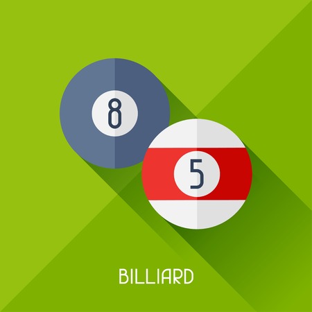 Game illustration with billiard in flat design style.のイラスト素材
