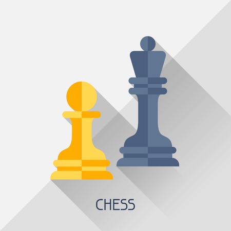 Game illustration with chess in flat design style.のイラスト素材