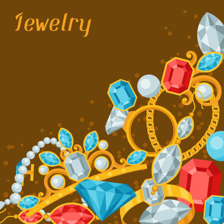Set of beautiful jewelry and precious stones.のイラスト素材